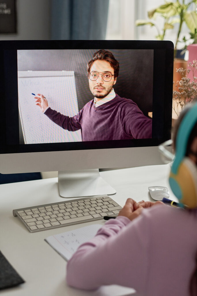 - middle eastern teacher holding lesson online 2025 03 18 22 14 09 utc Student taking online classes to learn more about his hobby, representing modern learning paths that help turn hobby into career.