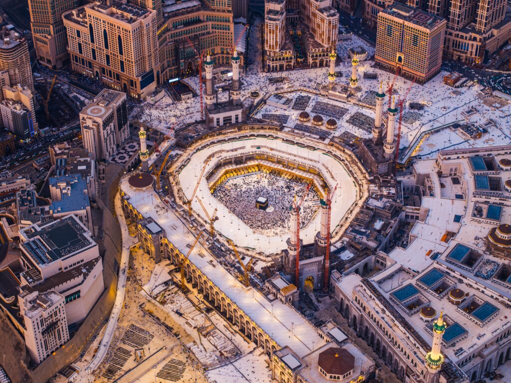 Holy kaaba at Masjid Al-Haram - Mecca in Saudi Arabia.