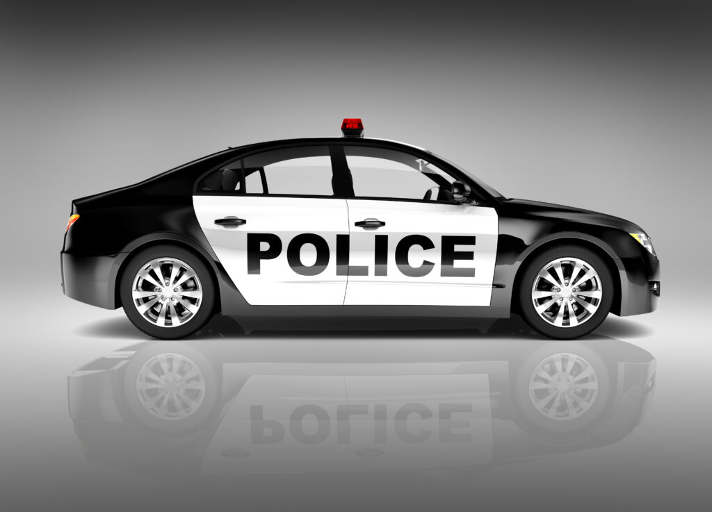 Saudi Arabia police car on the street.